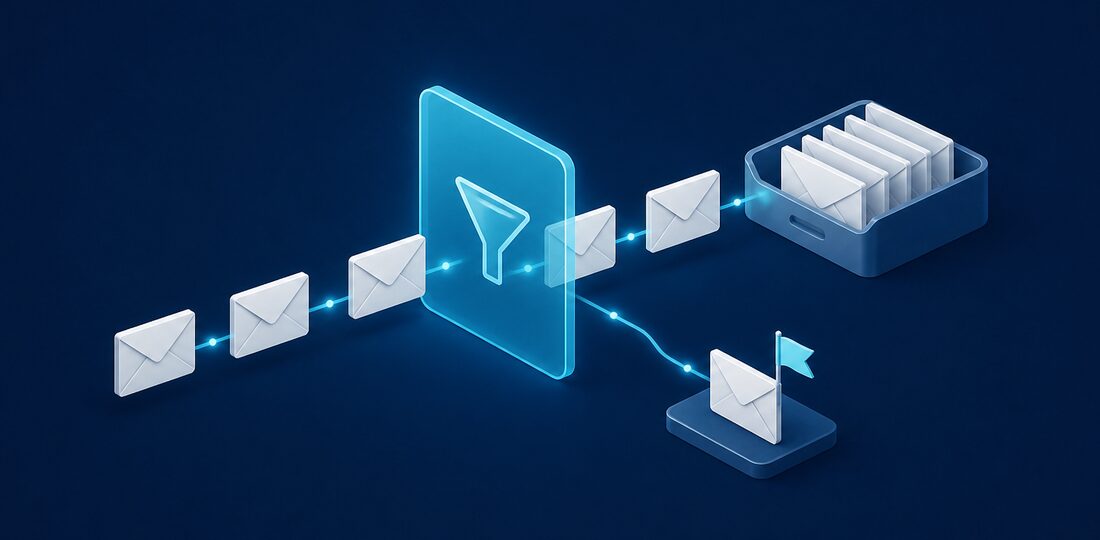 Email passing through a security filter with a suspicious message flagged