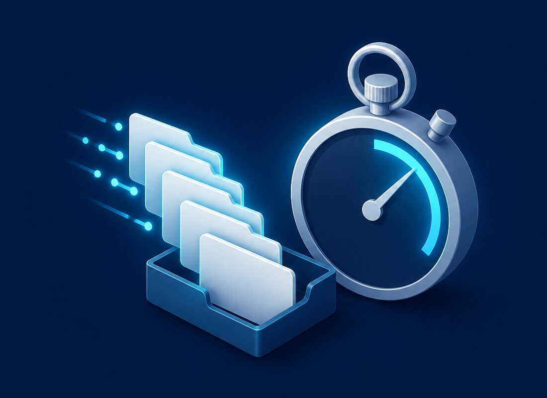 Stopwatch measuring response time against an incoming support ticket queue
