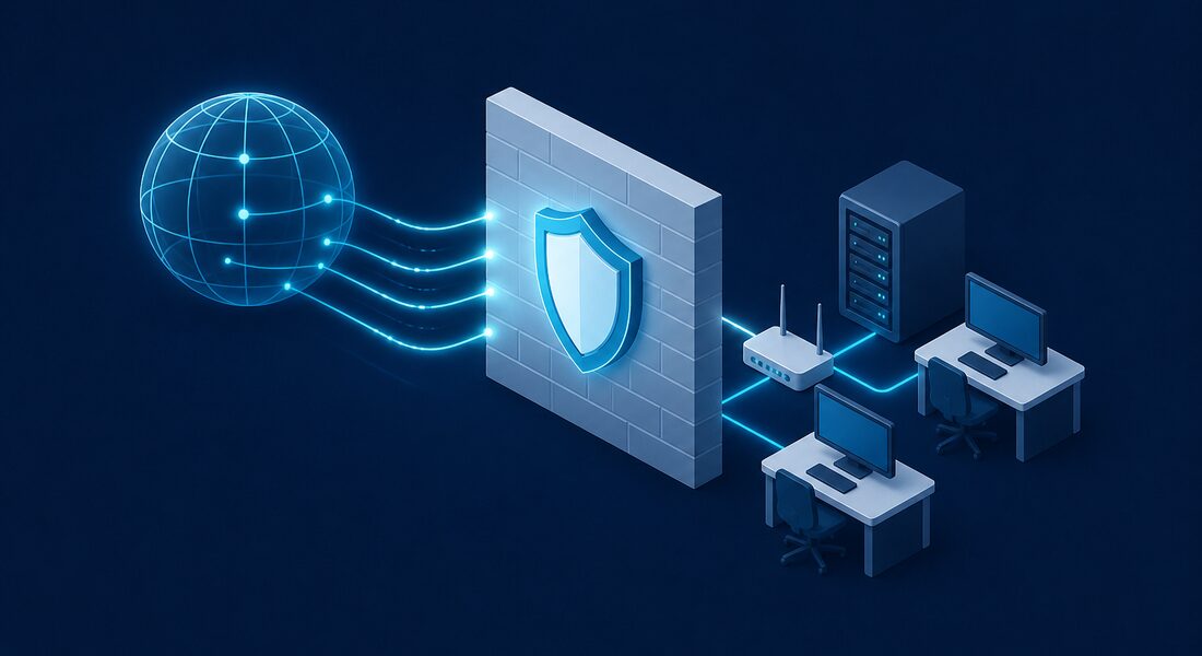 Firewall separating the public internet from a protected office network