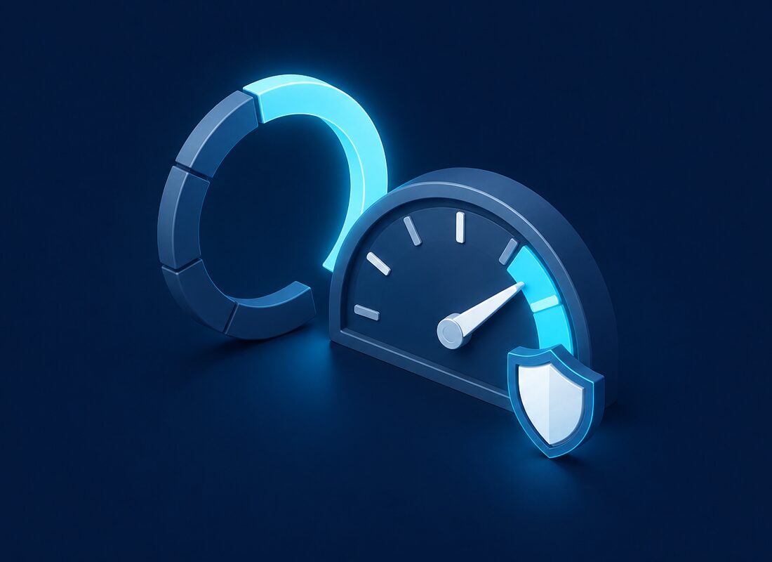Loading indicator and speed gauge showing improved computer performance