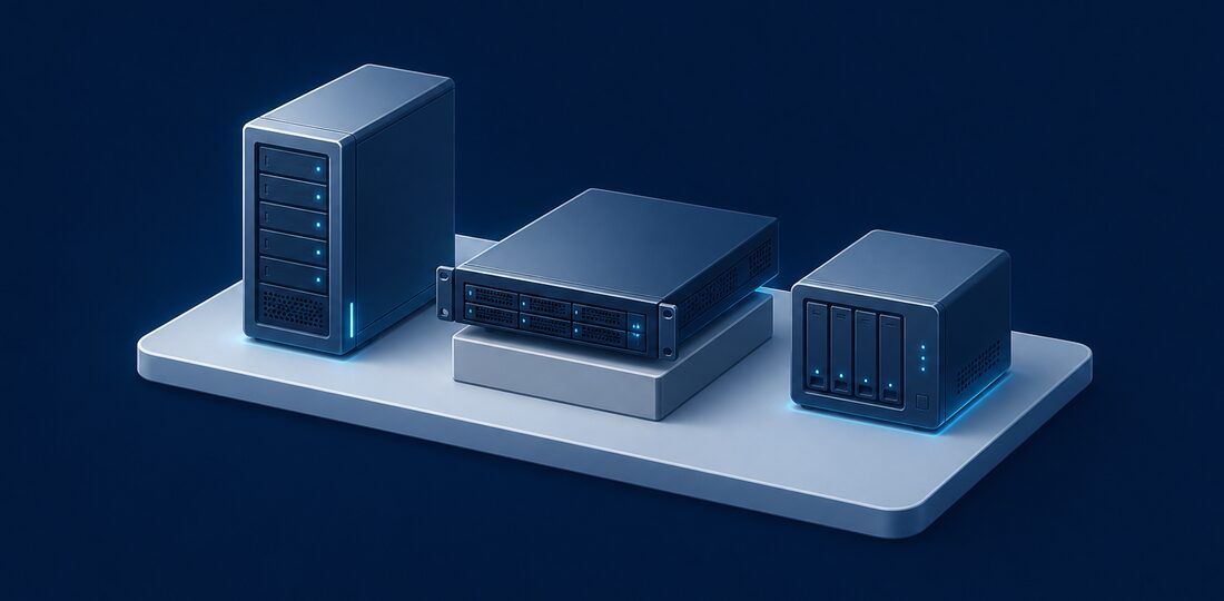 Three small business server form factors compared side by side