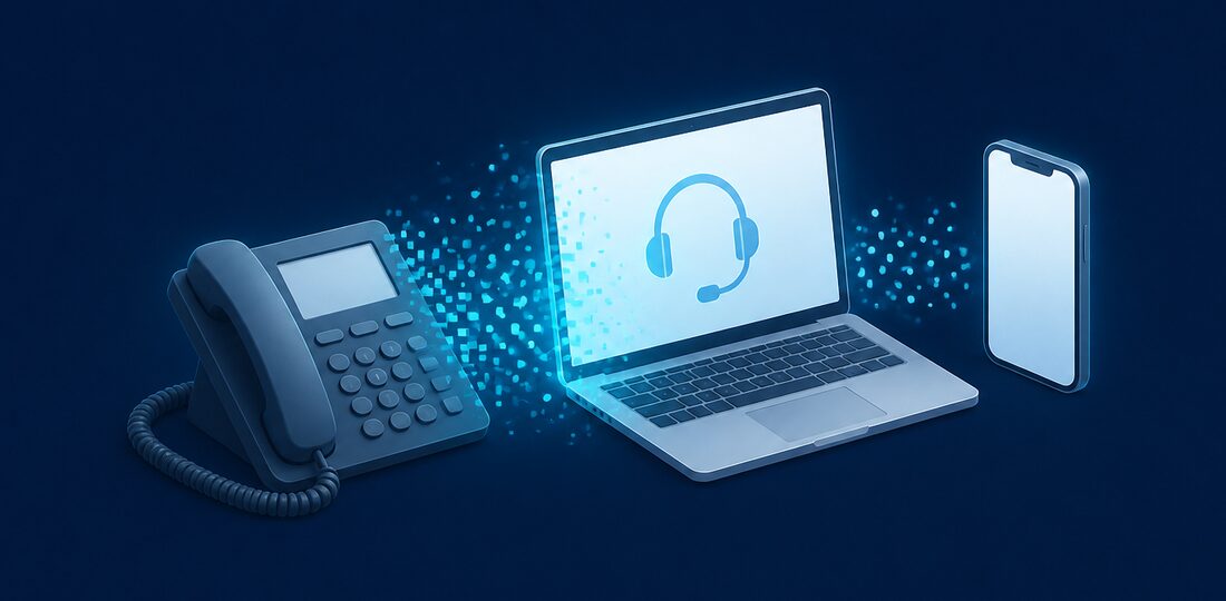 Traditional desk phone transitioning to VoIP softphone and mobile devices